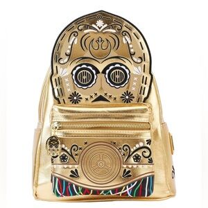 Loungefly Star Wars C-3PO Embroidered Day of the Dead Cosplay Backpack NWT